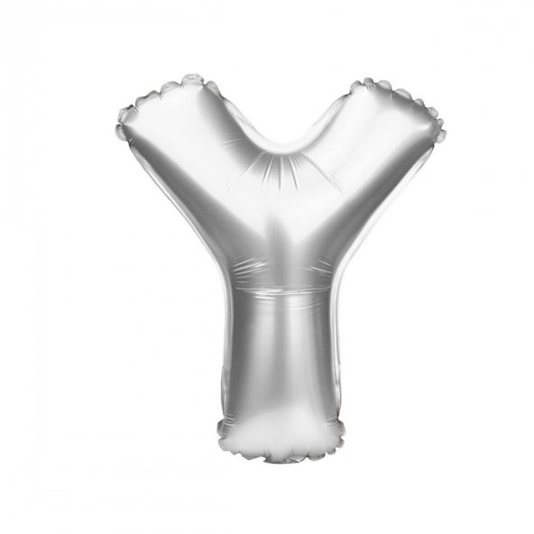 Harf Folyo Balon Büyük Boy Metalik Gümüş Y Harfi Folyo Balon Metalik - 100 cm