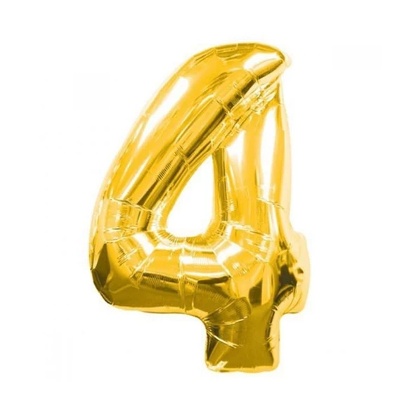 Rakam Folyo Balon Metalik Altın 4 Yaş Folyo Balon Metalik - 4 Yaş Balonu 100 cm ürün görseli