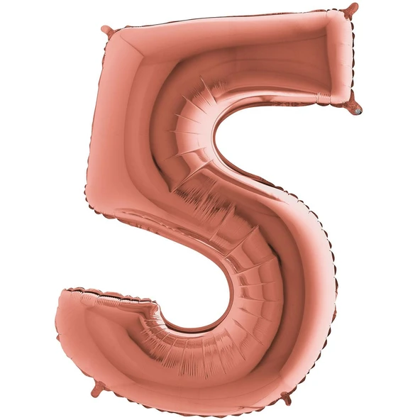 Rakam Folyo Balon Metalik Gül Kurusu - 5 Yaş Folyo Balon Metalik - 5 Yaş Balonu