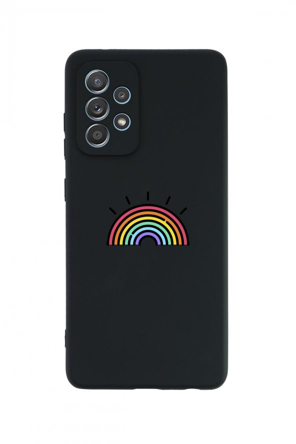 Samsung Galaxy A13 Uyumlu Gökkuşağı Desenli Premium Silikonlu Lansman Telefon Kılıfı