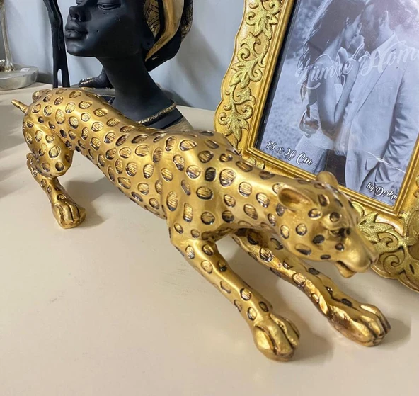 Leopar Eskitme Gold Dekoratif Biblo - 2