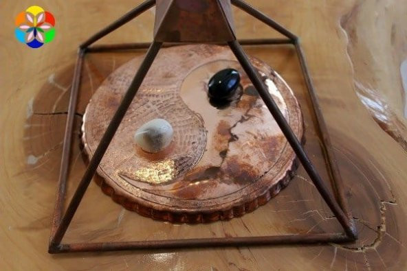 Bakır Piramit KEOPS ve YIN YANG El Yapımı Grid İkili Set