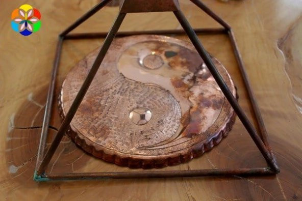 Bakır Piramit KEOPS ve YIN YANG El Yapımı Grid İkili Set - 2