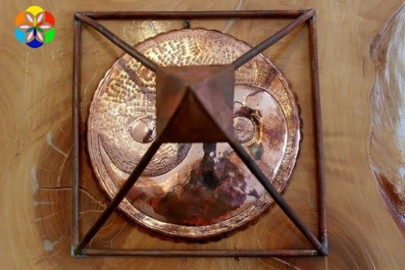 Bakır Piramit KEOPS ve YIN YANG El Yapımı Grid İkili Set - 3