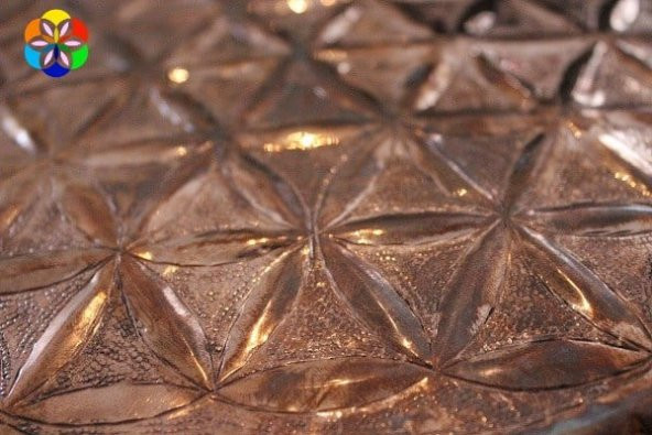 Bakır Piramit KEOPS ve YAŞAM ÇİÇEĞİ El Yapımı Grid İkili Set - 3
