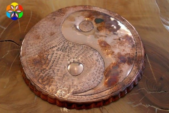 Bakır Piramit KEOPS ve YIN YANG El Yapımı Grid İkili Set - 5