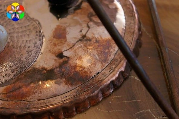 Bakır Piramit KEOPS ve YIN YANG El Yapımı Grid İkili Set - 6