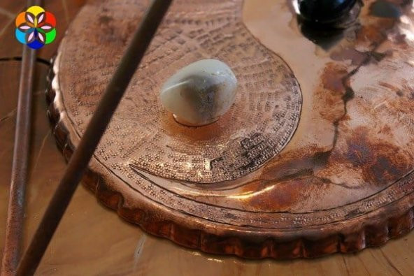 Bakır Piramit KEOPS ve YIN YANG El Yapımı Grid İkili Set - 11
