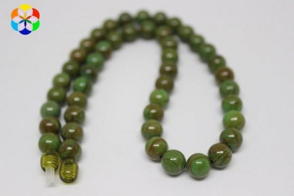 Afrika Turkuazı Taşı Kolye 8 mm Kehribar Klipsli ürün görseli