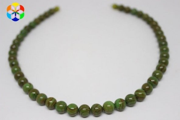 Afrika Turkuazı Taşı Kolye 8 mm Kehribar Klipsli - 2