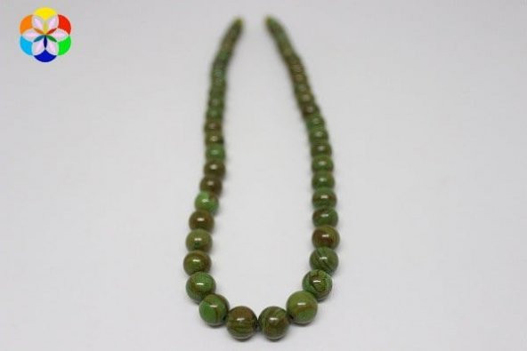 Afrika Turkuazı Taşı Kolye 8 mm Kehribar Klipsli - 3