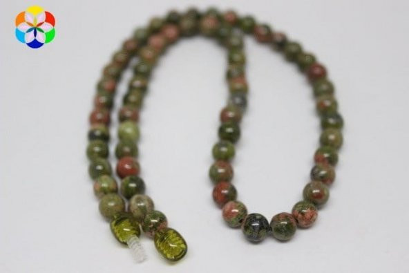 Unakit Taşı Kolye 6 mm Kehribar Klipsli