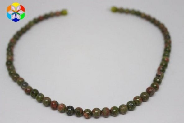 Unakit Taşı Kolye 6 mm Kehribar Klipsli - 2