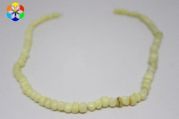 Sedef Taşı Kolye 7 mm Kehribar Klipsli - 2