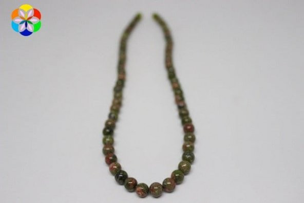 Unakit Taşı Kolye 6 mm Kehribar Klipsli - 3