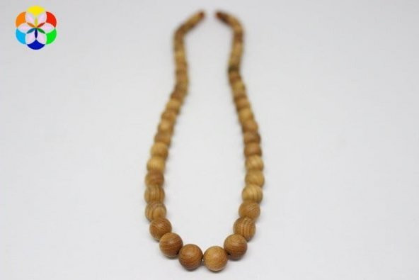 Sandal Ağacı Kolye 8 mm Kehribar Klipsli - 3
