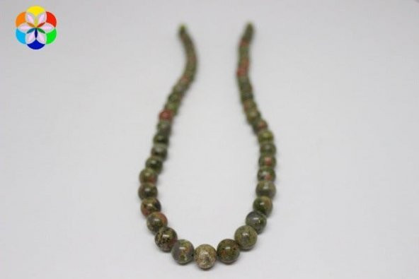 Unakit Taşı Kolye 8 mm Kehribar Klipsli - 3