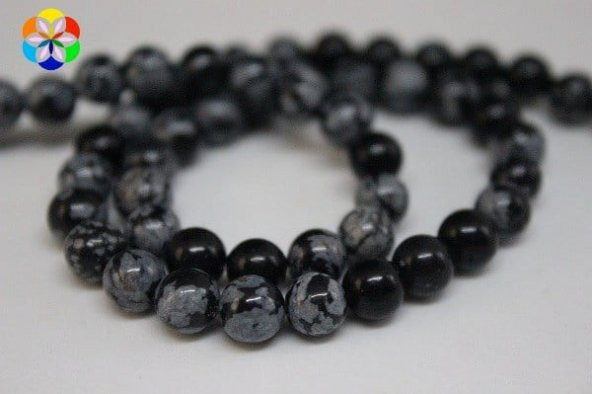 Kar Tanesi Obsidyen Taşı Dizi 6mm ürün görseli