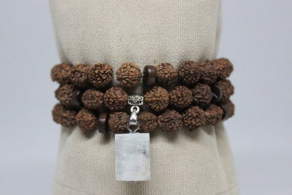 Ay Taşlı Rudraksha Tohum Dolama Bileklik 8mm - Resim 2