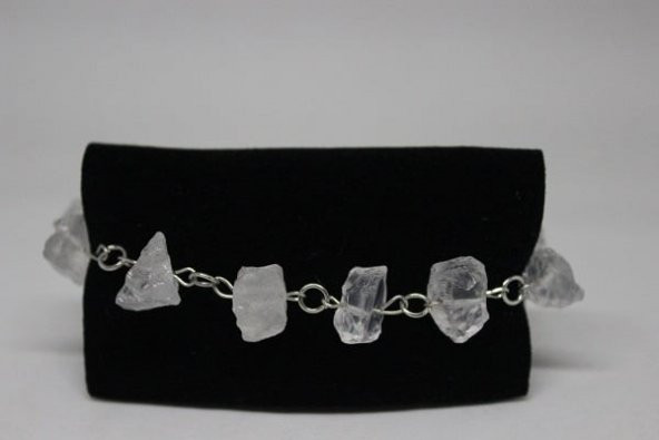 Kristal Kuvars Ham Taş Bileklik & Küpe Seti