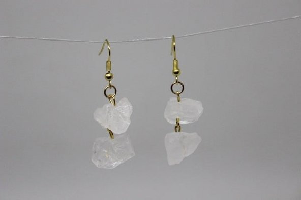 Kristal Kuvars Ham Taş Küpe - 2