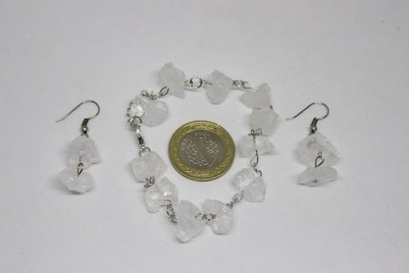 Kristal Kuvars Ham Taş Küpe - 2