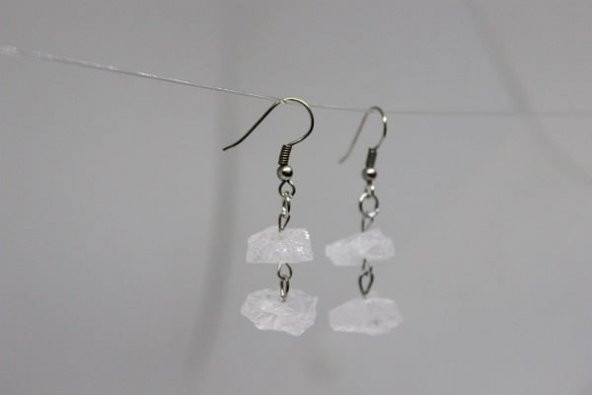 Kristal Kuvars Ham Taş Bileklik & Küpe Seti - 4