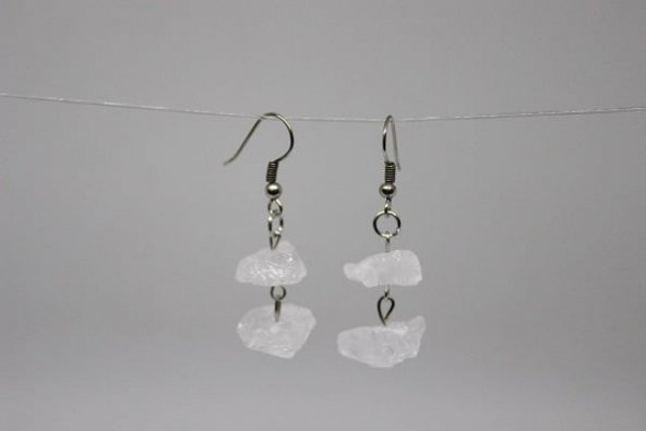 Kristal Kuvars Ham Taş Küpe - 3