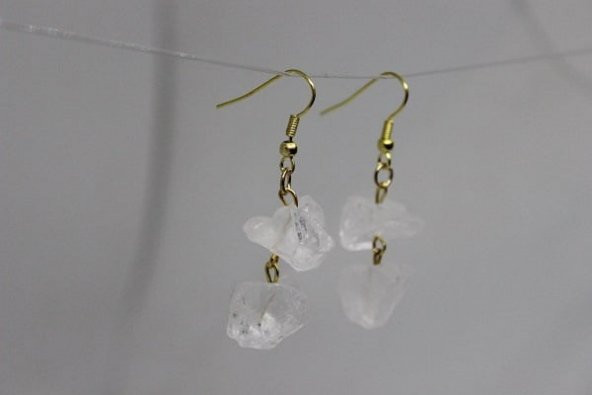 Kristal Kuvars Ham Taş Küpe - 3