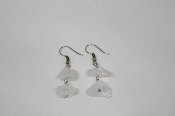 Kristal Kuvars Ham Taş Küpe - 4