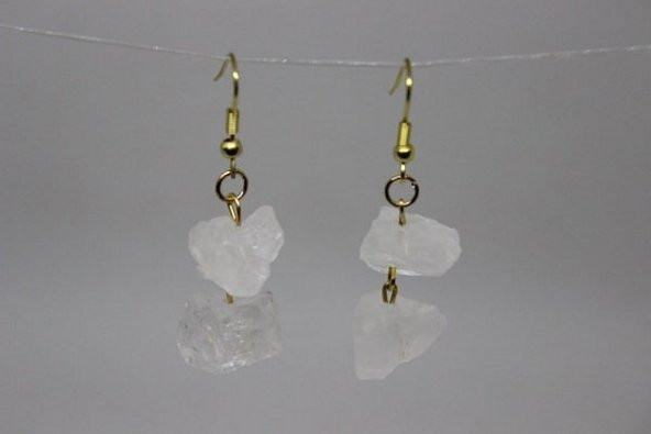 Kristal Kuvars Ham Taş Küpe - 4