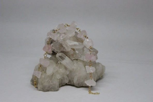 Pembe Kuvars Ham Taş Bileklik ürün görseli