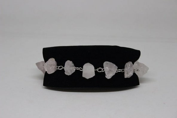 Pembe Kuvars Ham Taş Bileklik & Küpe Seti (açık pembe )