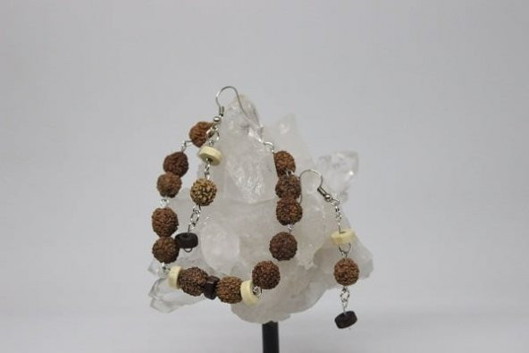 Rudraksha Tohum Bileklik & Küpe Seti