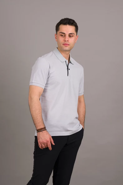 REGULAR FİT FERMUAR DETAYLI POLO YAKA PAMUKLU ERKEK T-SHİRT - 7