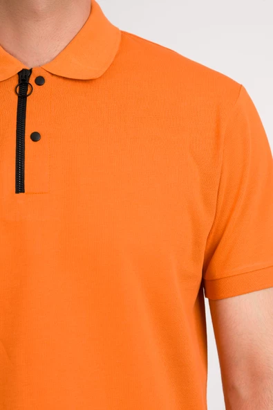 REGULAR FİT FERMUAR DETAYLI POLO YAKA PAMUKLU ERKEK T-SHİRT - 5