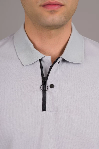 REGULAR FİT FERMUAR DETAYLI POLO YAKA PAMUKLU ERKEK T-SHİRT - 10