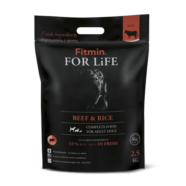 Fitmin For Life %13 Taze Biftek Etli Yetişkin Köpek Maması 2,5 Kg ürün görseli 1