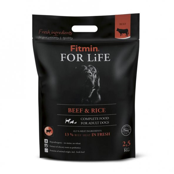 Fitmin For Life 13 Taze Biftek Etli Yetişkin Köpek Maması 2,5 Kg