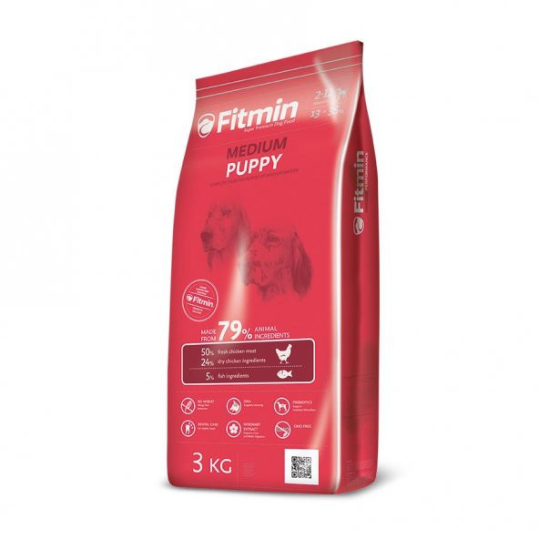 Fitmin Medium Puppy 50 Taze Tavuk Etli Orta Irk Yavru Köpek Maması 3 Kg
