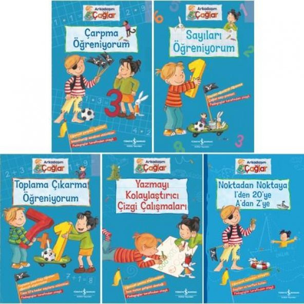 Arkadaşım Çağlar Okul Öncesi Eğitim Seti 5 Kitap Çarpma - Sayılar - Toplama Çıkarma - Yazma - Noktadan Noktaya