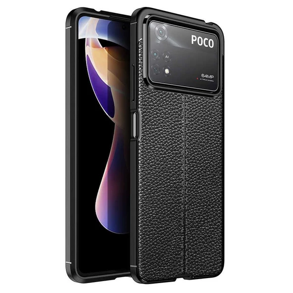 Gpack Xiaomi Poco X4 Pro 5G Kılıf Niss Silikon Deri Görünümlü Korumalı