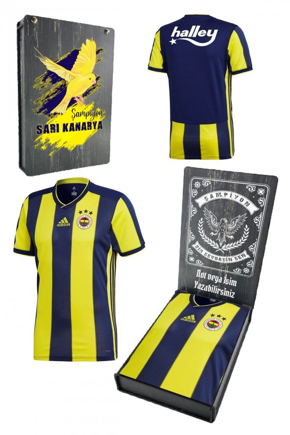 Fenerbahçe Orijinal Çubuklu Çocuk Forma Ahşap Kutulu