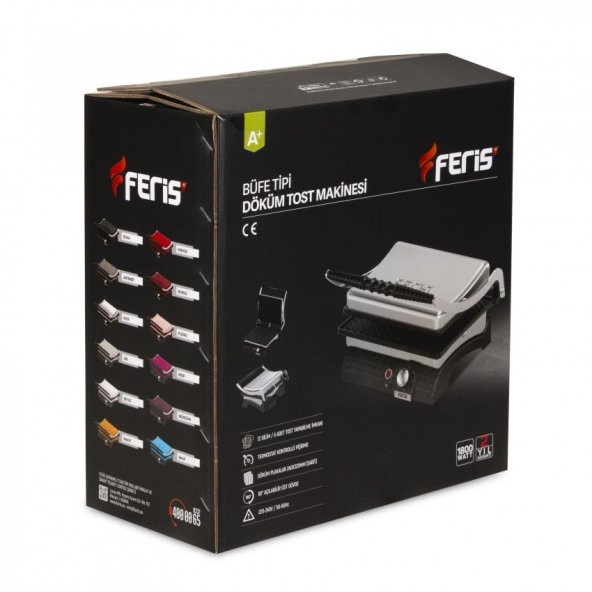 Feris FT3011 12 Dilim Kırmızı 1800 W Döküm Sanayi Tipi Tost Makinesi - 2