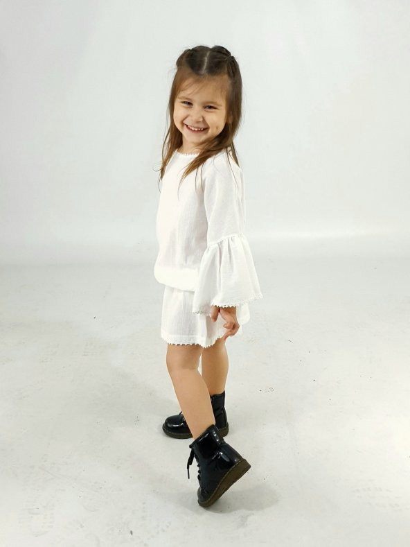 Zeze Melek Beyaz Nakış Elbise - 3