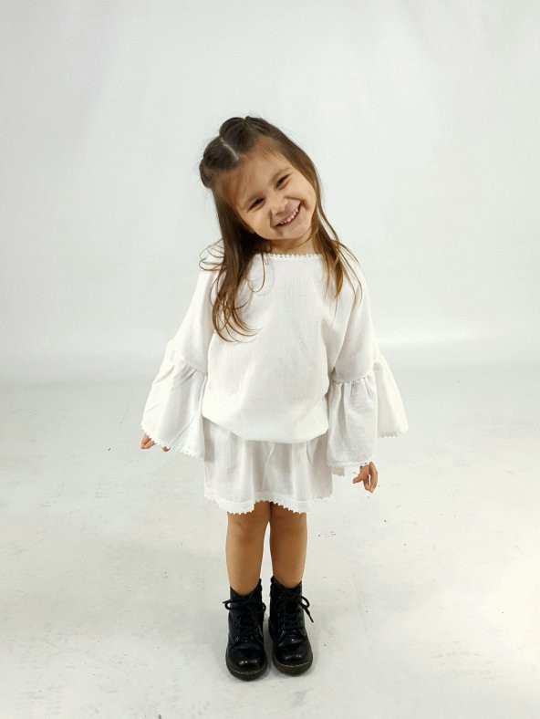 Zeze Melek Beyaz Nakış Elbise - 4