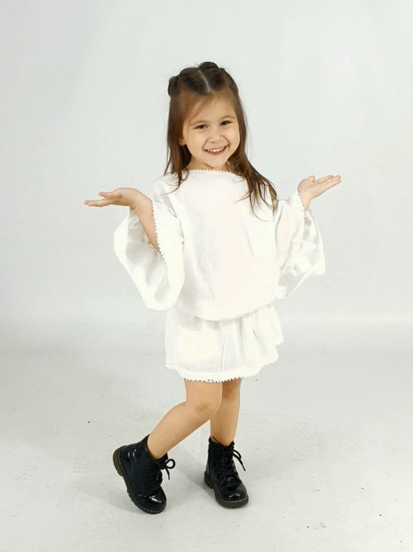 Zeze Melek Beyaz Nakış Elbise - 6