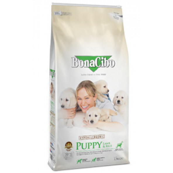 BonaCibo Puppy Lamb & Rice Kuzu Etli ve Pirinçli Yavru Köpek Maması 15 Kg.