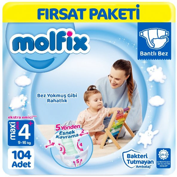 Molfix Bebek Bezi 4+ Beden Fırsat Paketi 52x2 104 Adet ürün görseli