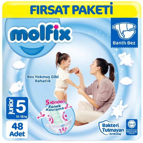 Molfix Bebek Bezi 5 Beden Fırsat Paketi 48 Adet